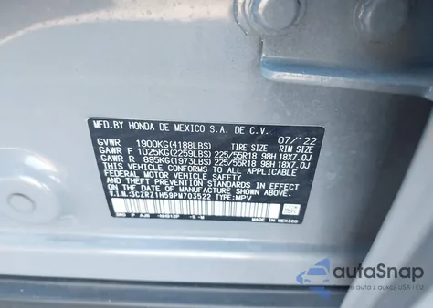 2023 Honda Hr-V 2Wd Sport из США, поврежденный, VIN 3CZRZ1H59PM703522